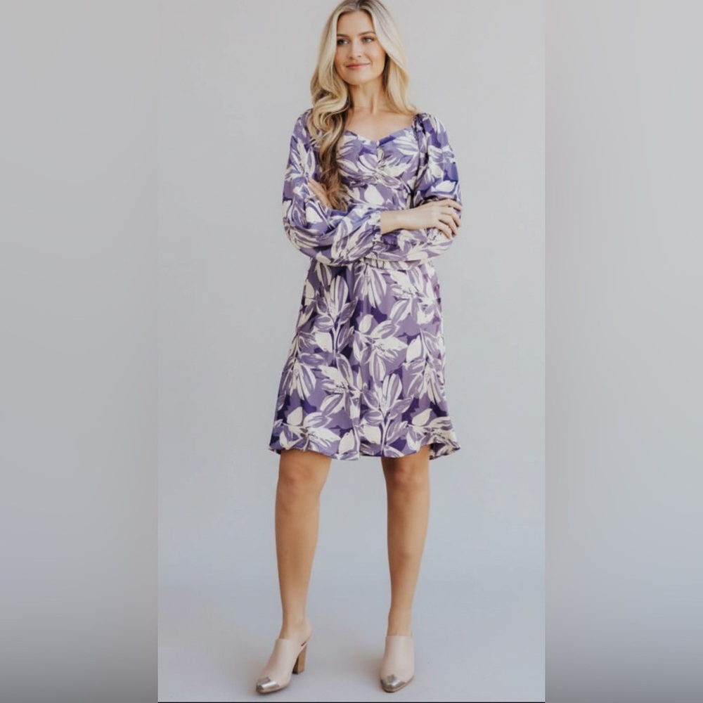 Mikarose Nellie Indigo Sweetheart Boho Long Sleeve Dress Sz S Like New